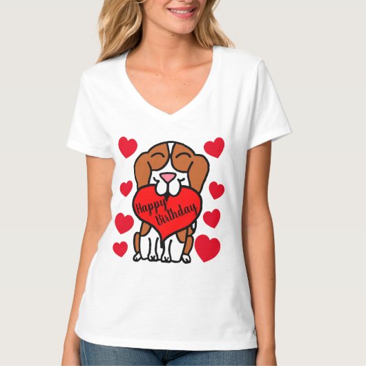 Beagle Happy Birthday Hund Lover T-Shirt (Vorderseite)