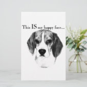 Beagle Happy Face; Happy Beagle; Grumpy Beagle Briefpapier (Stehend Vorderseite)