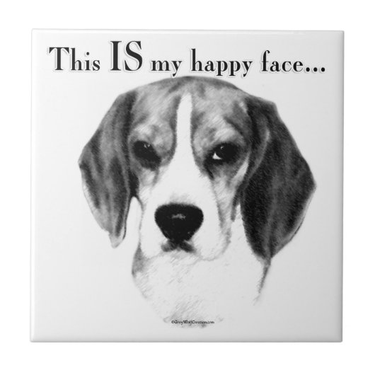 Beagle Happy Face; Happy Beagle; Grumpy Beagle Fliese (Vorderseite)