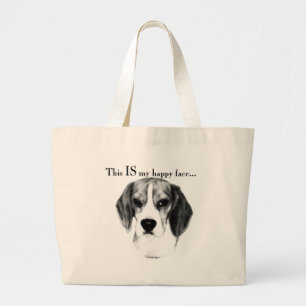 Beagle Happy Face; Happy Beagle; Grumpy Beagle Jumbo Stoffbeutel