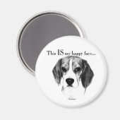 Beagle Happy Face; Happy Beagle; Grumpy Beagle Magnet (Vorderseite/Rückseite)