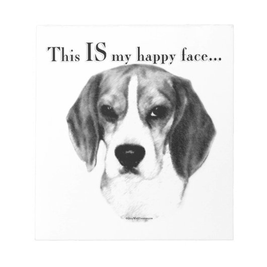 Beagle Happy Face; Happy Beagle; Grumpy Beagle Notizblock (Vorderseite)