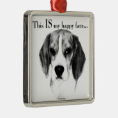 Beagle Happy Face; Happy Beagle; Grumpy Beagle Ornament Aus Metall (Rechts)