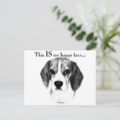 Beagle Happy Face; Happy Beagle; Grumpy Beagle Postkarte (Stehend Vorderseite)