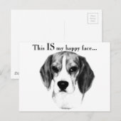 Beagle Happy Face; Happy Beagle; Grumpy Beagle Postkarte (Vorne/Hinten)