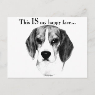 Beagle Happy Face; Happy Beagle; Grumpy Beagle Postkarte