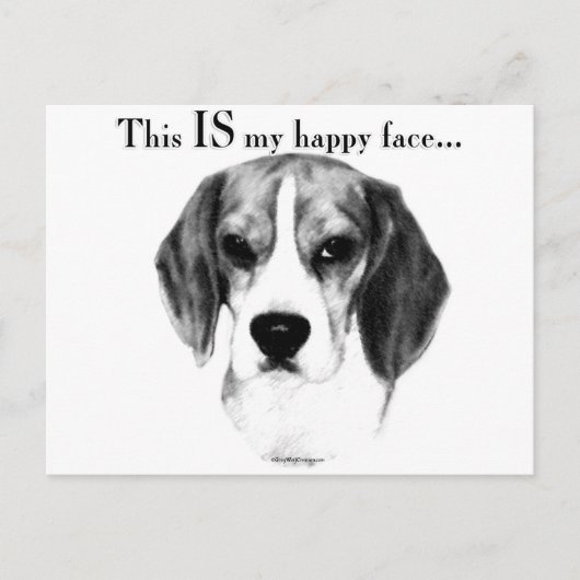 Beagle Happy Face; Happy Beagle; Grumpy Beagle Postkarte (Vorderseite)