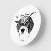 Beagle Happy Face; Happy Beagle; Grumpy Beagle Runde Wanduhr (Winkel)