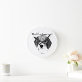 Beagle Happy Face; Happy Beagle; Grumpy Beagle Runde Wanduhr (Zuhause)