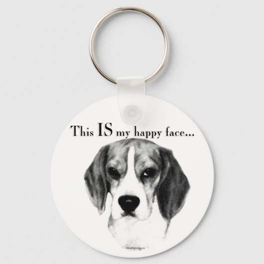 Beagle Happy Face; Happy Beagle; Grumpy Beagle Schlüsselanhänger (Vorderseite)