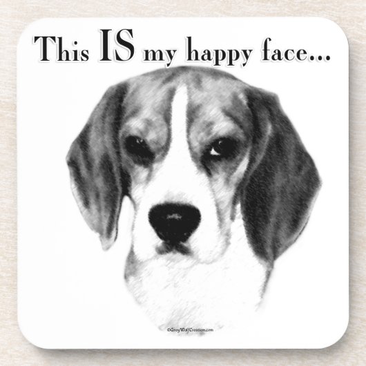 Beagle Happy Face; Happy Beagle; Grumpy Beagle Untersetzer (Vorderseite)