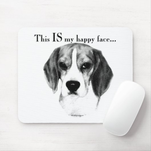 Beagle Happy Face Mousepad (Mit Mouse)
