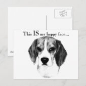 Beagle Happy Face Postkarte (Vorne/Hinten)