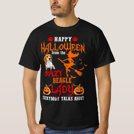 Beagle Happy Halloween Crazy Beagle Lady T-Shirt (Vorderseite)