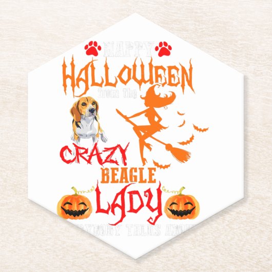 Beagle Happy Halloween Crazy Beagle Lady Untersetzer (Vorderseite)