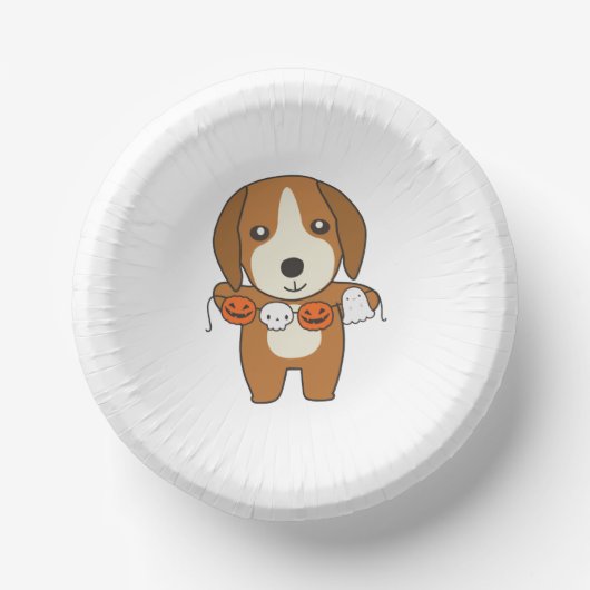 Beagle Happy Halloween Dog Kostüm Pappteller (Vorderseite)