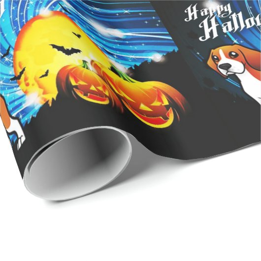Beagle Happy Halloween Geschenkpapier (Rolleneckpunkt)