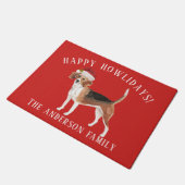 Beagle Happy Howlidays Weihnachten Fußmatte (Schrägansicht)