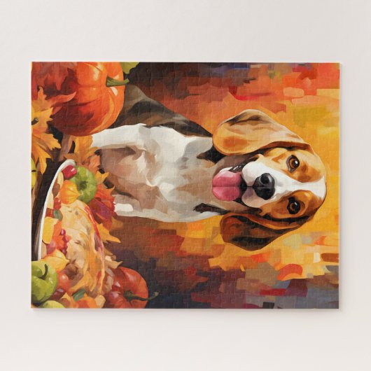 Beagle Herbst Erntedank Puzzle (Horizontal)
