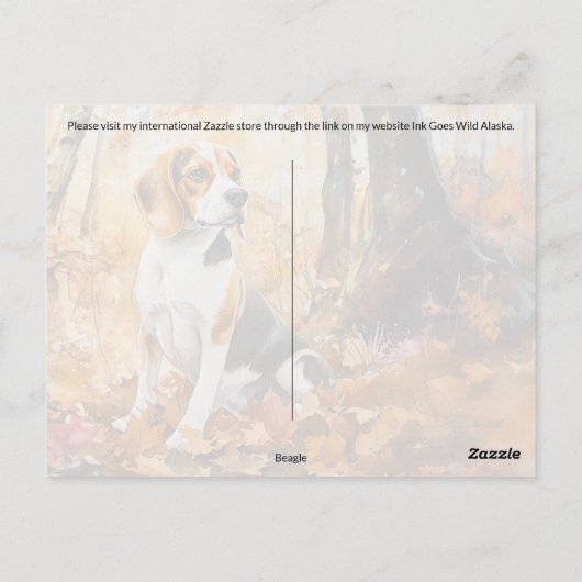 Beagle Herbst - Postkarte (Rückseite)