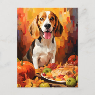 Beagle Herbst Thanksgiving  Postkarte