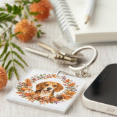 Beagle-Herbstkranz Schlüsselanhänger (Vorderseite rechts)