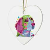 Beagle-Herz-Verzierung Keramik Ornament (Links)