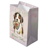 Beagle Herzstück Mama Mittlere Geschenktüte (Rückseite Schrägansicht)
