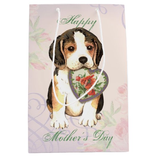 Beagle Herzstück Mama Mittlere Geschenktüte (Vorderseite)