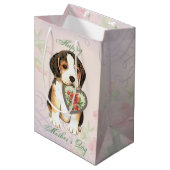 Beagle Herzstück Mama Mittlere Geschenktüte (Vorderseite Schrägansicht)