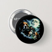 Beagle Heult den Mond – Jagdhund Nacht Button (Vorne & Hinten)