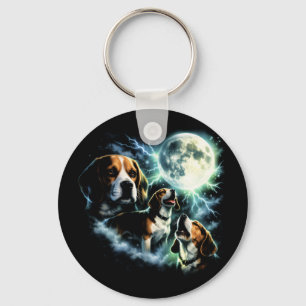 Beagle heult den Mond – Jagdhund Nacht Schlüsselanhänger