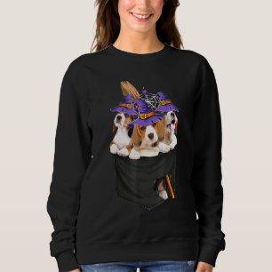 Beagle Hexenhund Broom Pocket Halloween Hund Sweatshirt