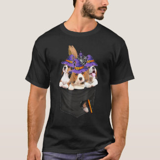 Beagle Hexenhund Broom Pocket Halloween Hund T-Shirt