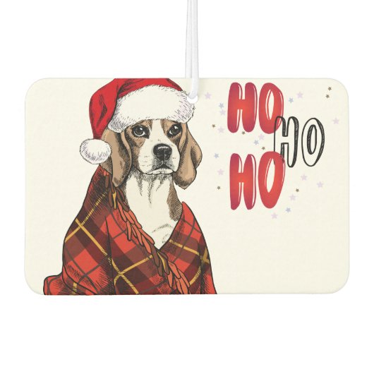 Beagle Ho Ho Ho Air Freshener Autolufterfrischer (Vorderseite)