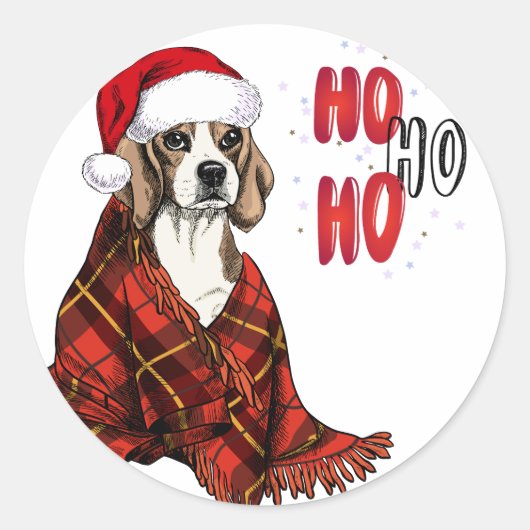 Beagle Ho Ho Ho Runder Aufkleber (Vorderseite)