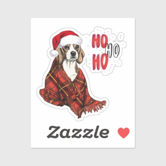 Beagle Ho Ho Ho Transparent Aufkleber (Blatt)