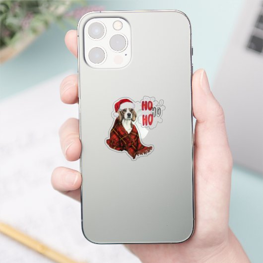 Beagle Ho Ho Ho Transparent Aufkleber (Telefon)