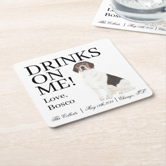 Beagle Hochzeit Rechteckiger Pappuntersetzer (angewinkelt)