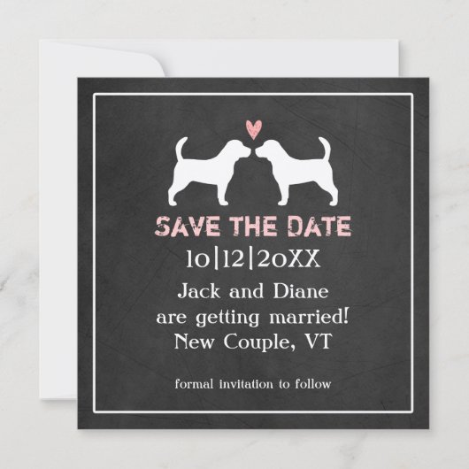 Beagle Hochzeit speichern das Datum Save The Date (Vorderseite)