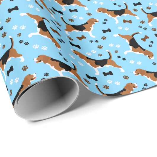 Beagle Hogs Beagle Blue Geschenkpapier (Rolleneckpunkt)