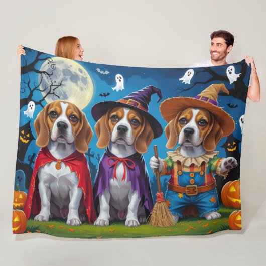 Beagle Hogs Pumpkin Halloween Funny Fleecedecke (Beispiel)