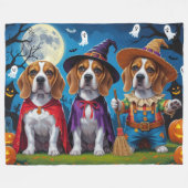 Beagle Hogs Pumpkin Halloween Funny Fleecedecke (Vorderseite (Horizontal))
