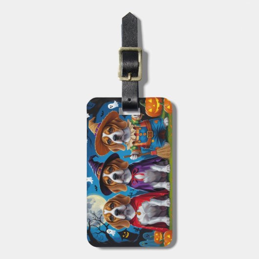 Beagle Hogs Pumpkin Halloween Funny Gepäckanhänger (Vorderseite vertikal)