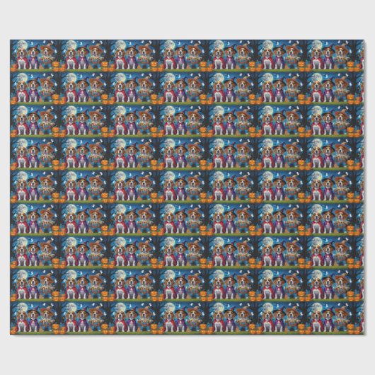 Beagle Hogs Pumpkin Halloween Funny Geschenkpapier (Flach)