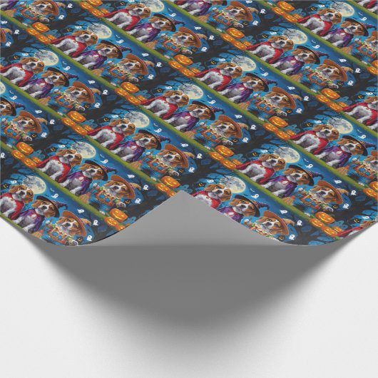 Beagle Hogs Pumpkin Halloween Funny Geschenkpapier (Ecke)