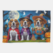 Beagle Hogs Pumpkin Halloween Funny Geschirrtuch (Horizontal)