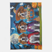 Beagle Hogs Pumpkin Halloween Funny Geschirrtuch (Vertikal)