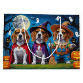 Beagle Hogs Pumpkin Halloween Funny Große Geschenktüte (Rückseite)