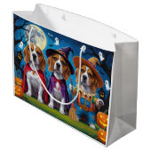 Beagle Hogs Pumpkin Halloween Funny Große Geschenktüte (Rückseite Schrägansicht)